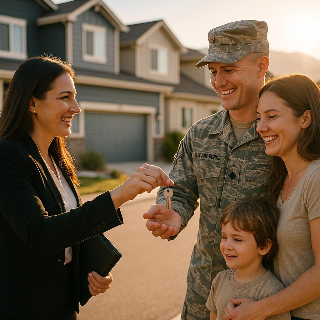 Why Would Someone Want Cash Only For a House in Colorado Springs? Empathetic realtor hands keys to a relieved US Air Force family after a quick cash only for a house sale in a sunny Colorado Springs neighborhood.