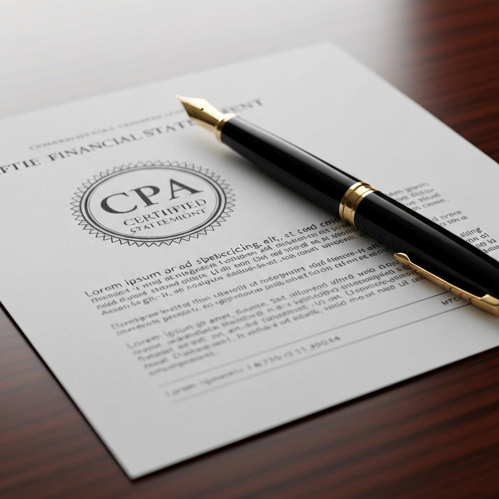 Proof Of Funds For Cash Offer Cpa Statement Colorado Springs. Official CPA certified financial statement showing proof of funds for a cash offer on a luxury home in Colorado Springs, resting on a desk.
