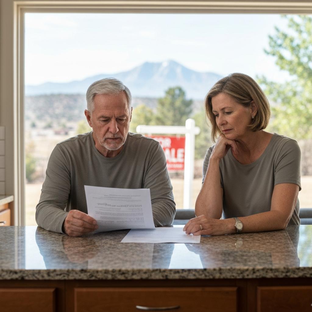 Why Would a Seller Reject a Cash Offer in Colorado Springs? Thoughtful Colorado Springs couple reviews multiple home sale offers, considering why a seller might reject a cash offer for a better deal.