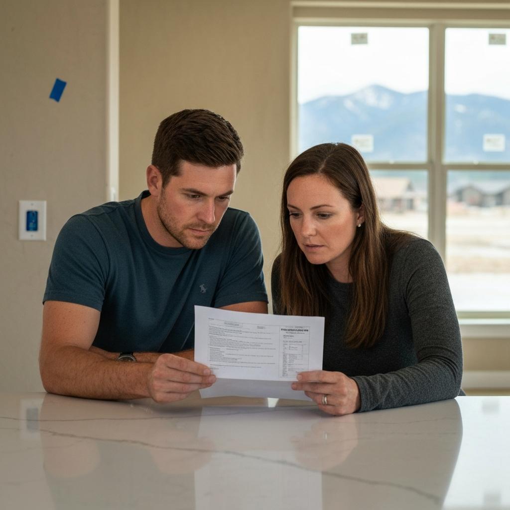 New Construction Appraisal Gap Couple Reviewing Documents Colorado Springs