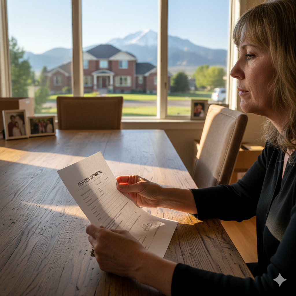 Do You Have To Pay Capital Gains Tax When Selling Inherited Property In Colorado?  A person reviewing documents for an inherited property in Colorado, feeling relief about capital gains tax rules
