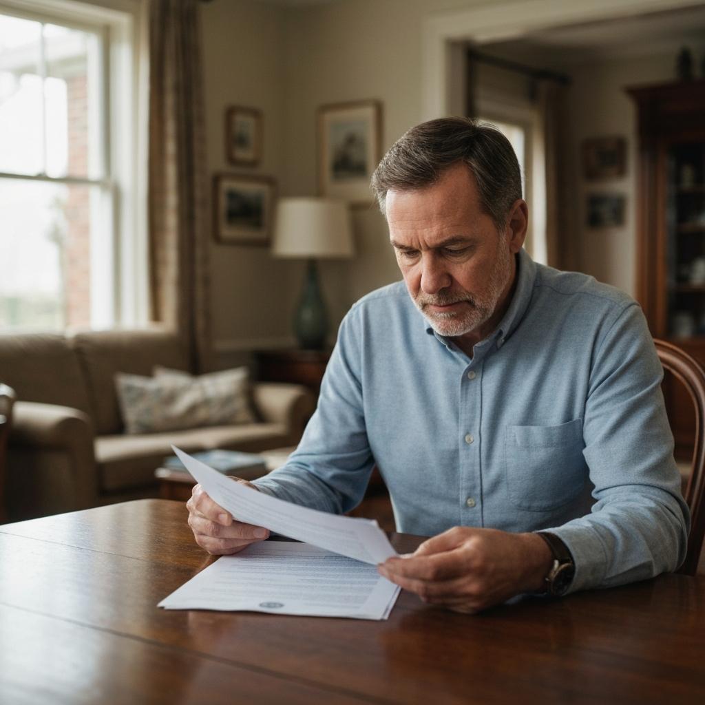 Can The Executor Live In The Inherited Property During Probate In Colorado Springs?  Thoughtful executor reviewing legal documents at a dining table in an inherited Colorado Springs home during the probate process.