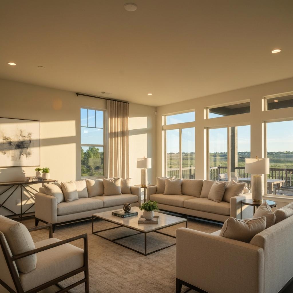 Is Price Really the Most Powerful Marketing Tool for Your Home? Bright, professionally staged modern living room with abundant natural light from large windows in an aspirational Colorado Springs home for sale.